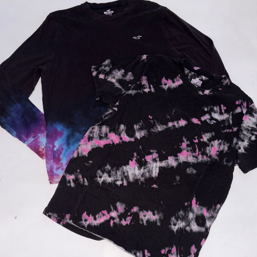 Lot of TWO HOLLISTER TIE-DYE SHIRTS  MENS SIZE LARGE. ONE SHORT SLEEVE, ONE LONG